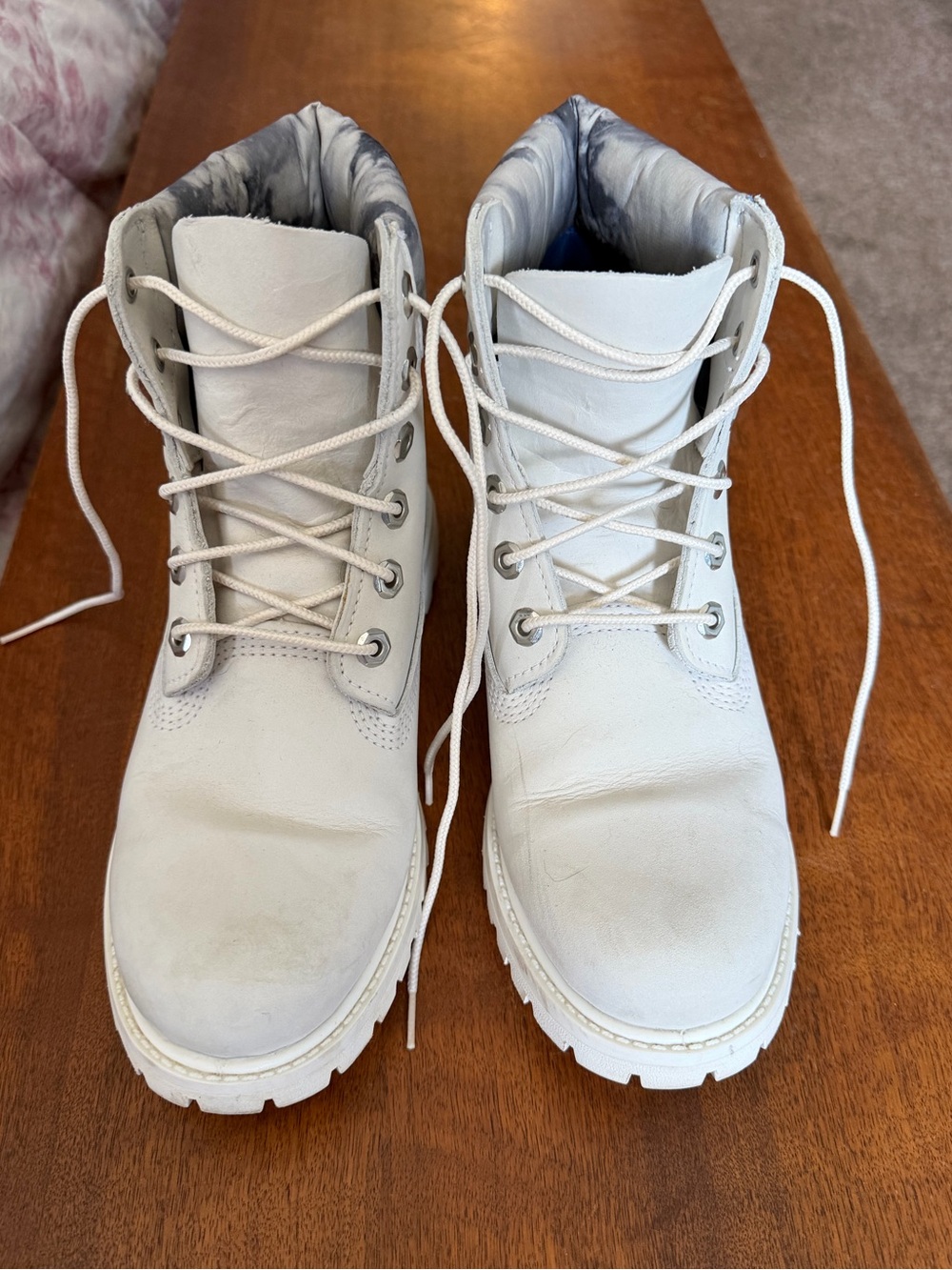 Timberland White and Navy Leather Sneakers